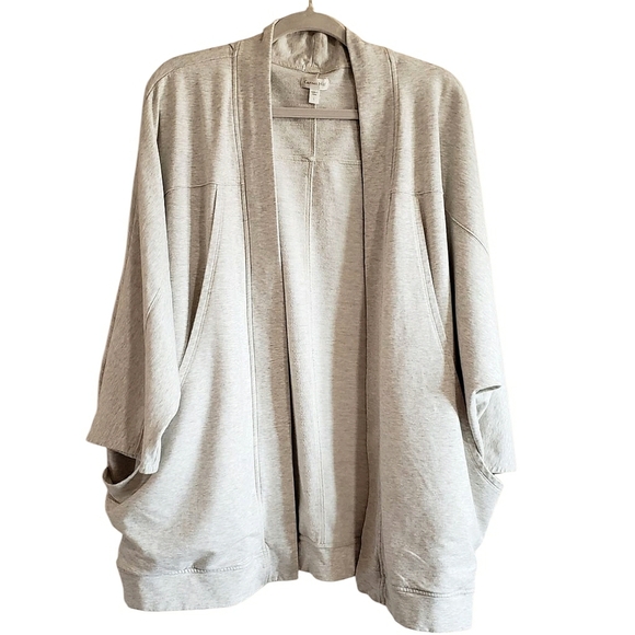 Garnet Hill Cardigan Women's Gray L Oversized Relaxed Athleisure Comfy Sweater - Picture 2 of 14